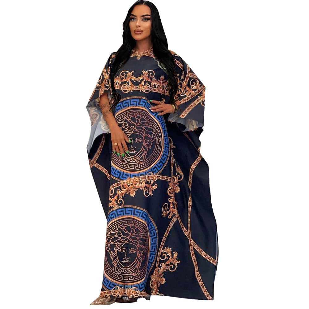 Robe ample imprimée à col rond pour femme