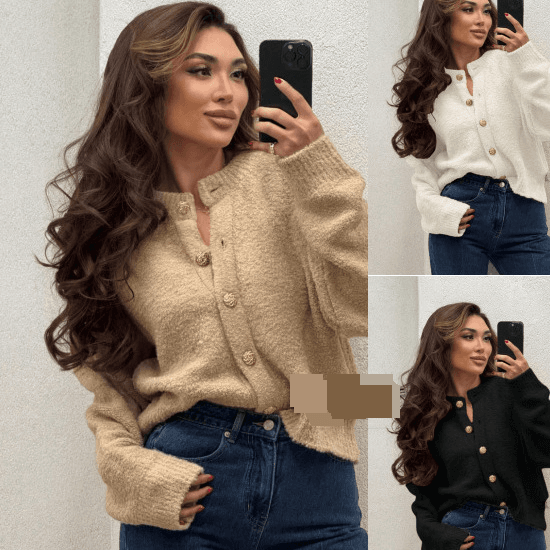 Women's Oversized Knit Cardigan Sweater – Winter Button-Up Open Front Coat, Long Sleeve Loose Fit Casual Pullover, Solid Color Stitching Detail