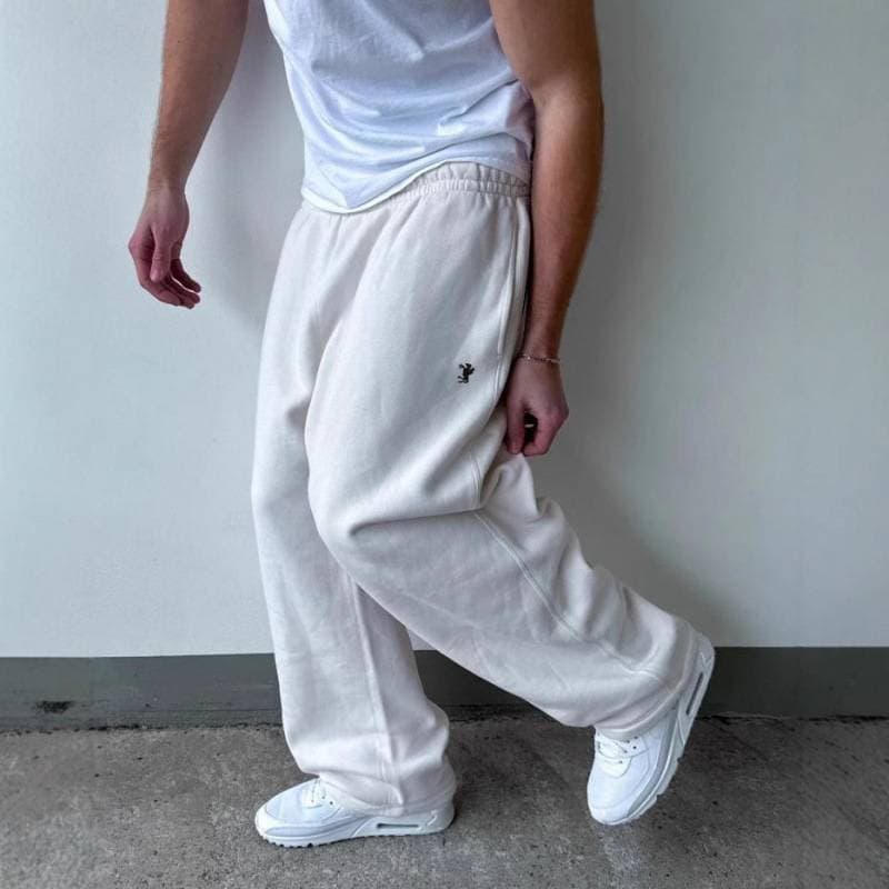 Men's Clothing Sweatpants Trendy Loose Hip Hop Unisex Double-Waist Jogger Pants – Oversized Hip-Hop Sweatpants With Layered Look (Grey/Black, S-2XL)​
