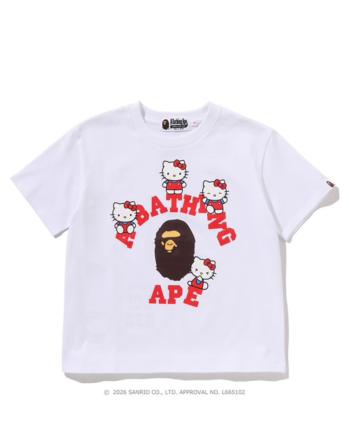 A BATHING APE 2026 New Product Launch BAPE X SANRIO CHARACTERS Series Co Branded Pattern Printed Cotton Short Sleeved T-shirt Top