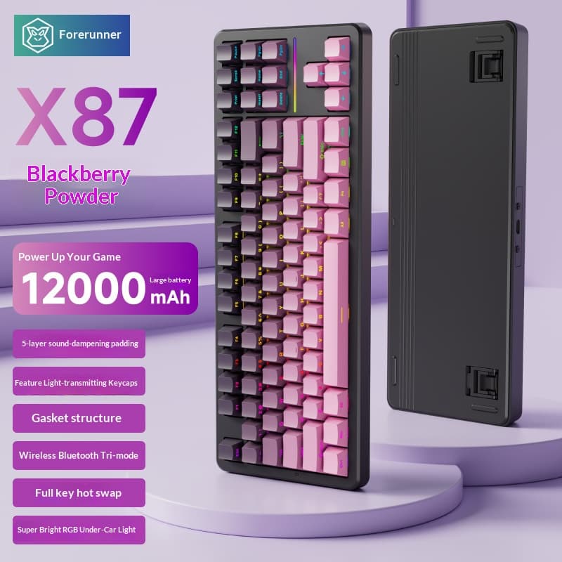 EWEADN X87 Custom Mechanical Keyboard - Gasket Mount, Side-Lit, Wireless Triple Mode (Bluetooth/2.4G/Wired), Mahjong Sound,