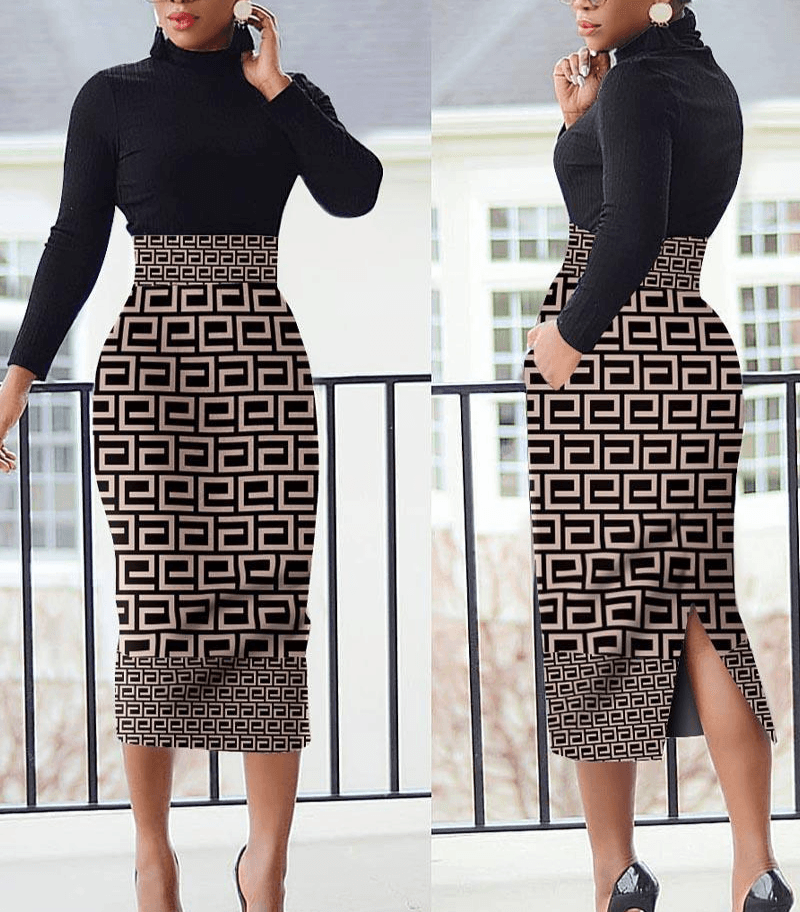 Women's Clothing new retro positioning printed dress