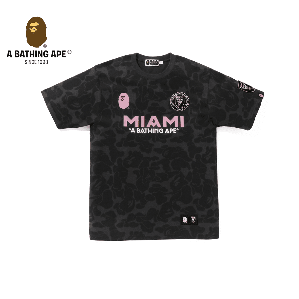 T-shirt à manches courtes A BATHING APE, collaboration Miami, motif tête de singe, en pur coton