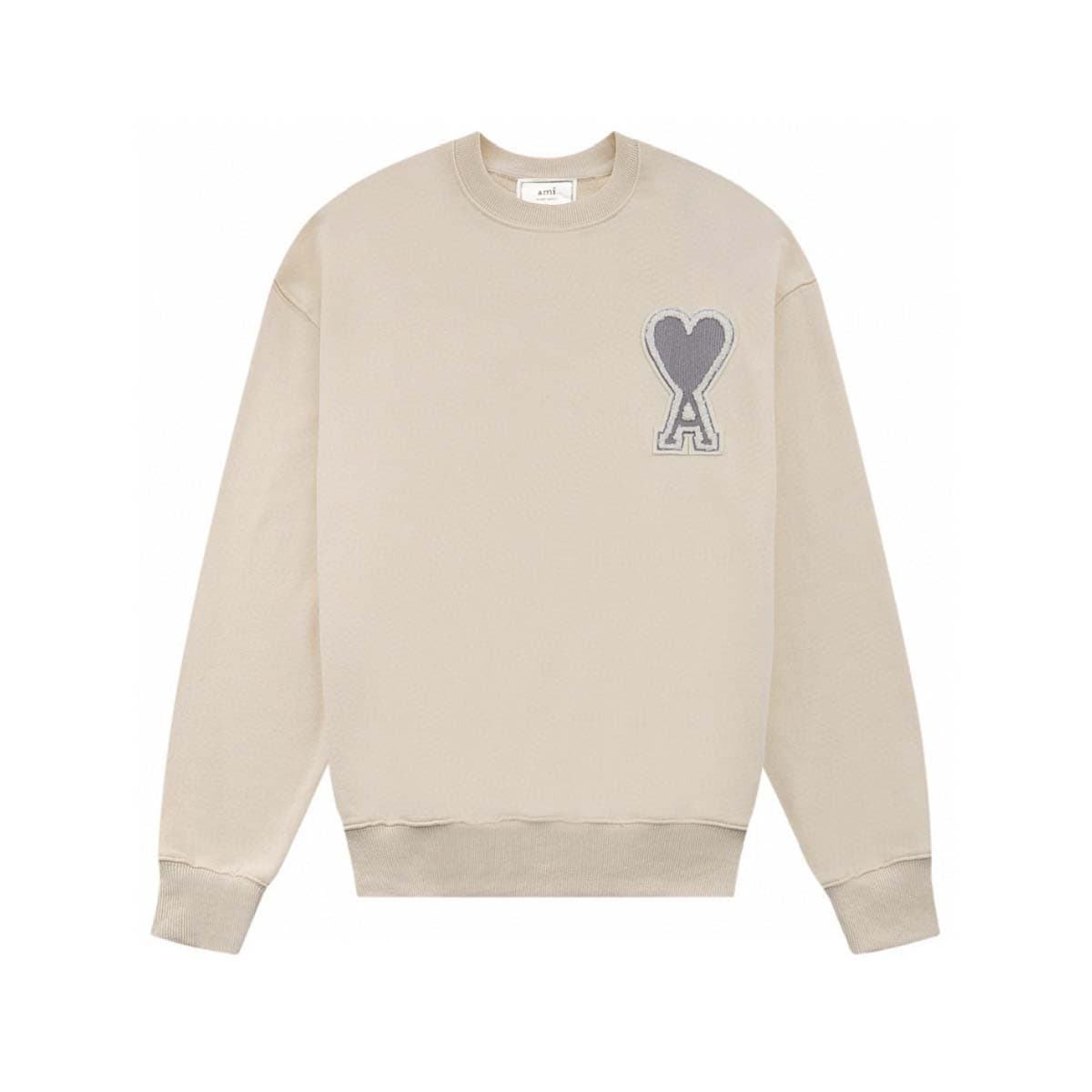 Sweat-shirt à col rond brodé AMI Heart A pour femme, manches longues, style décontracté