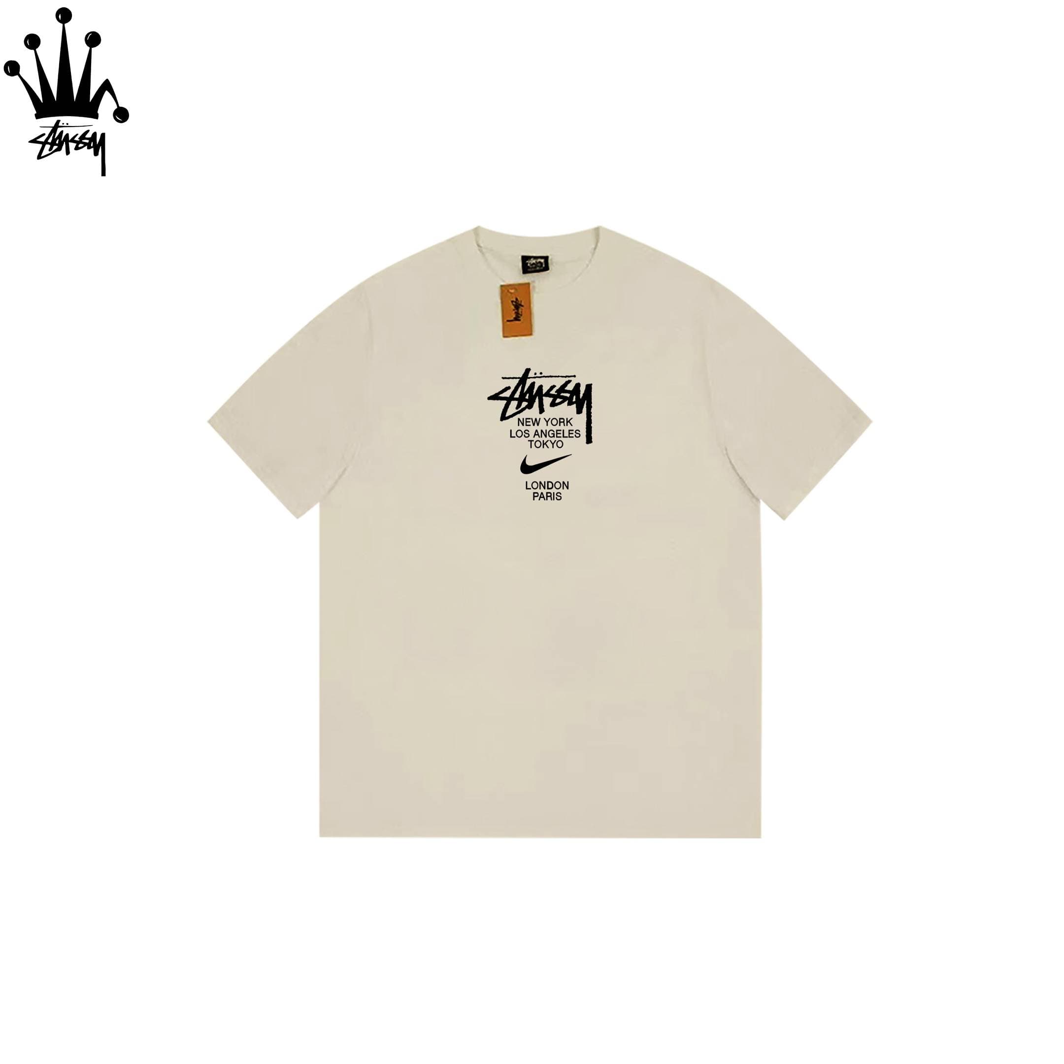 Stussy&Nike Collaboration Cylindrical Short Sleeved T-shirt Made Of Pure Cotton Fabric For Both Men And Women