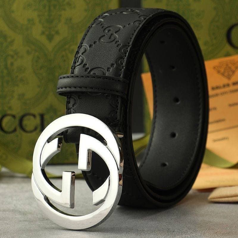 Ceinture en cuir à boucle double G classique pour homme, idéale pour les affaires et les déplacements, avec imprimé rétro et cuir de vachette r
