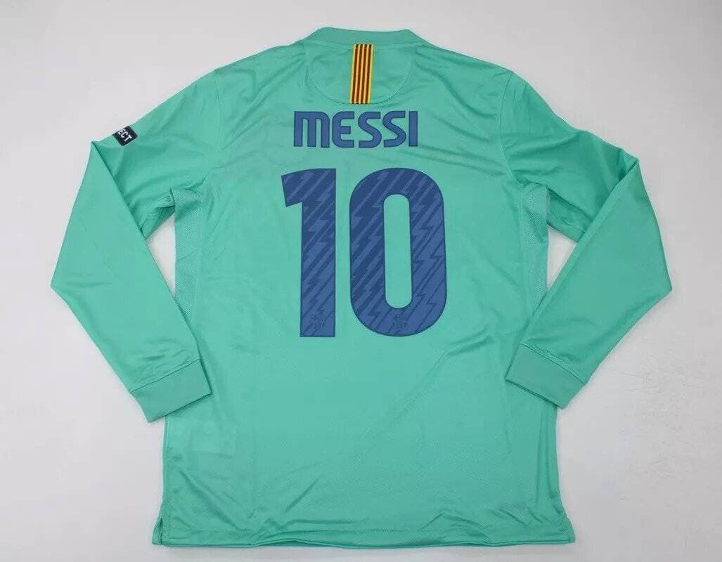 Adult fc-barcelona jersey 2010 2011 Soccer shirt messi green long sleeve champions league