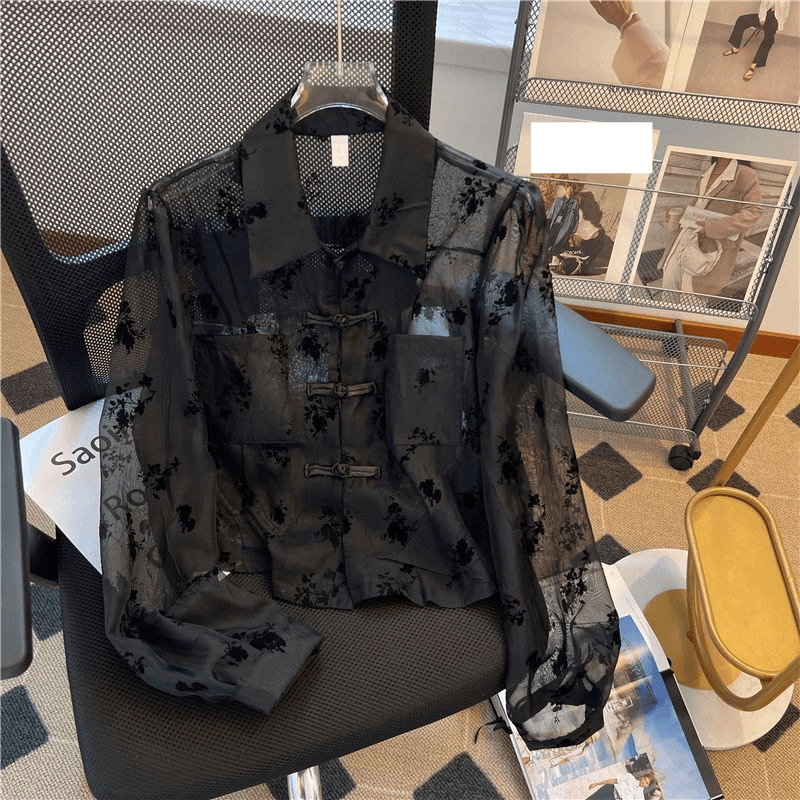 Women's Clothing sun protection shirt women's summer thin cardigan unique special printing long-sleeved shirt buttoned top