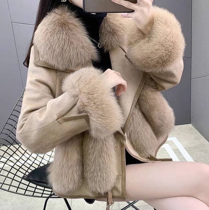 Women's Clothing Winter New Imitation Suede Imitation Fox Fur Female Haining Fashion Down Cotton Jacket Short Style 20 40 Years Old