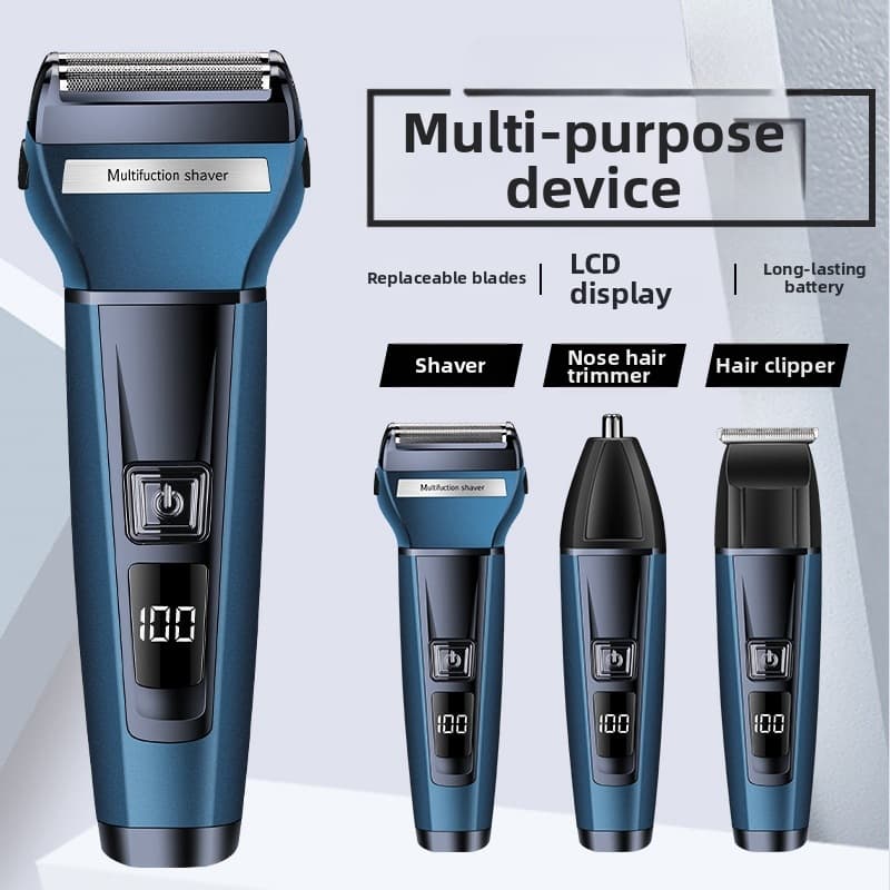 Electric Shaver For Men Digital Display Reciprocating 3 In 1 Shaving Clipper Nose Hair Trimmer Home Appliances Personal Care