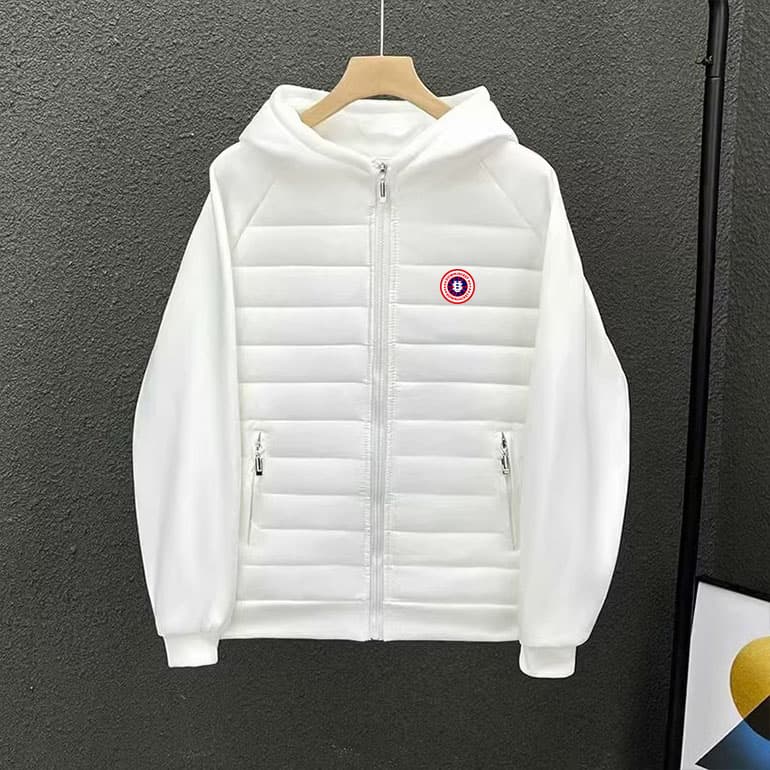 Men's Lightweight Logo Hooded Puffer Jacket - Oversized Streetwear Coat, Minimalist Design