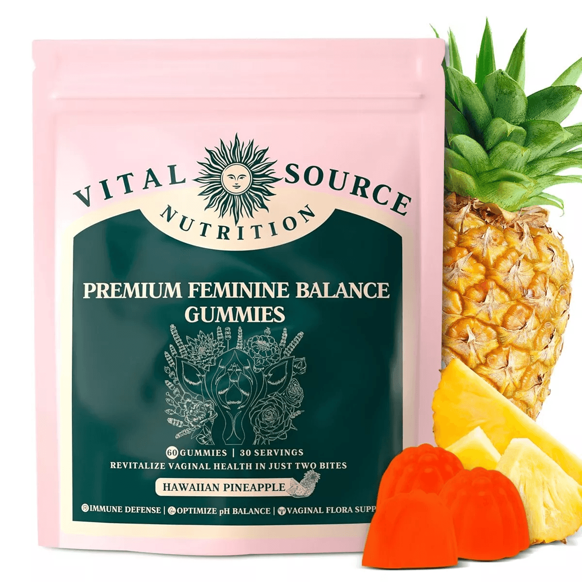 Vital Source Feminine Balance Gummies - Hawaiian Pineapple 60 Gummies