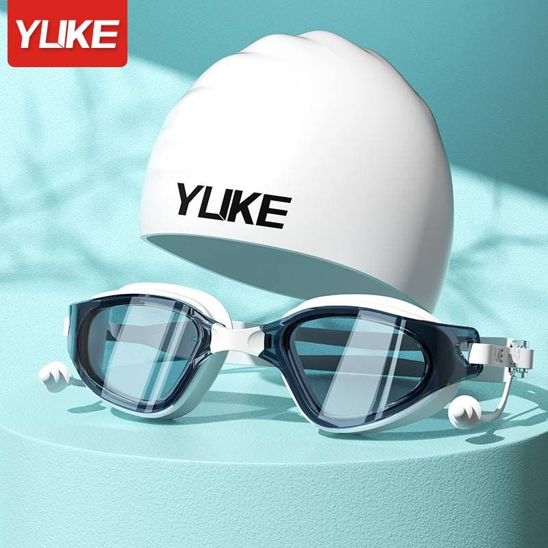 Swimming Goggles HD Anti Fog Waterproof Large Frame Swimming Goggles Men And Women Swimming Cap Swimming Goggles Set Diving Swimming Special Equipment