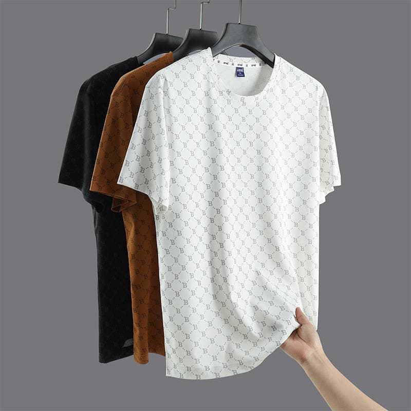 Men's Clothing 25 Summer Plus Size Running Fitness T-shirt Ice Silk Quick-drying Clothing Men's Sports Tops