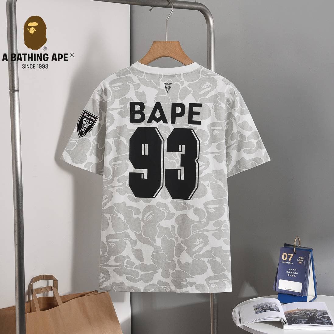 A BATHING APE Miami Bape Special Edition 23/24 Fans Men's Shirt Short Sleeve T-shirt Made Of Pure Cotton Fabric
