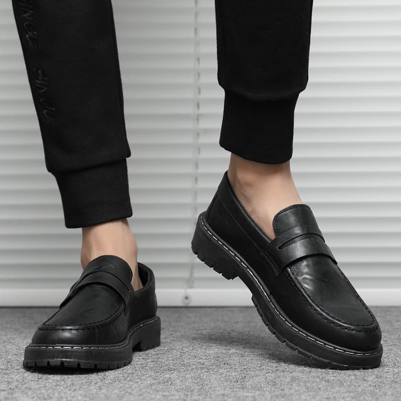 Summer British style men's leather shoes slip-on loafers for men youth leisure work cross-border delivery men's shoes