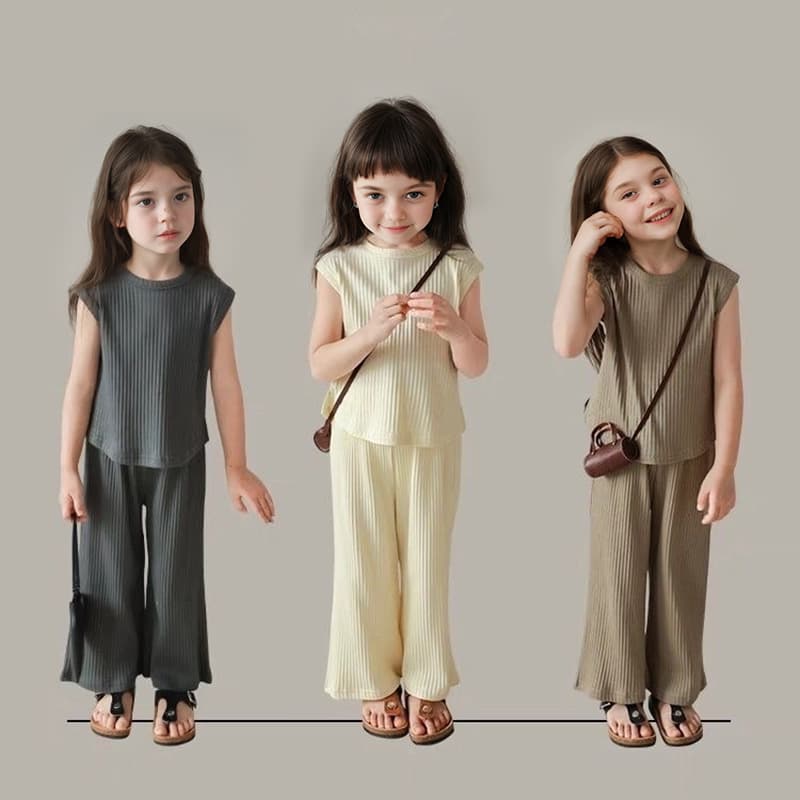 Toddler Girls Clothing New Style Girls Sleeveless Suit Small Vest Top Trousers Two Piece Set