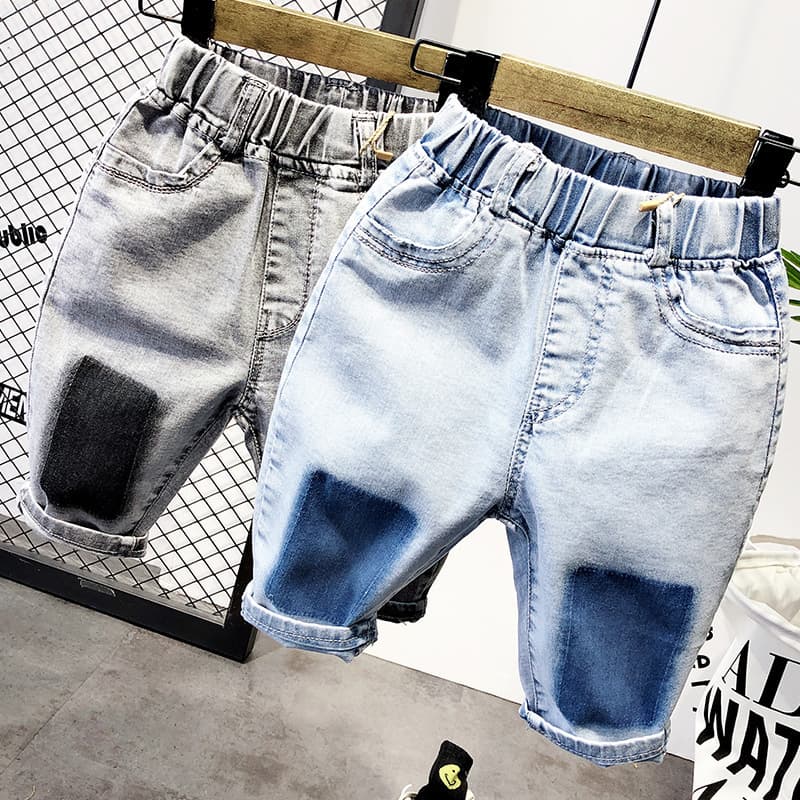 Mother&Kids Children's denim shorts Children's jeans Boys loose shorts two-tone shorts
