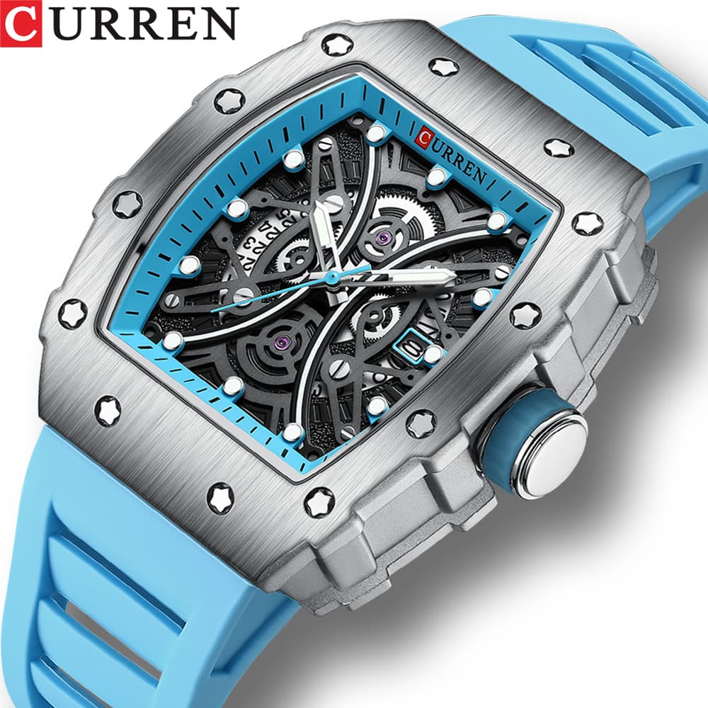 Men 3D Watch Top Brand Quartz Stainless Steel Watches Waterproof Creative Clock Silicone Strap Wrist Watch