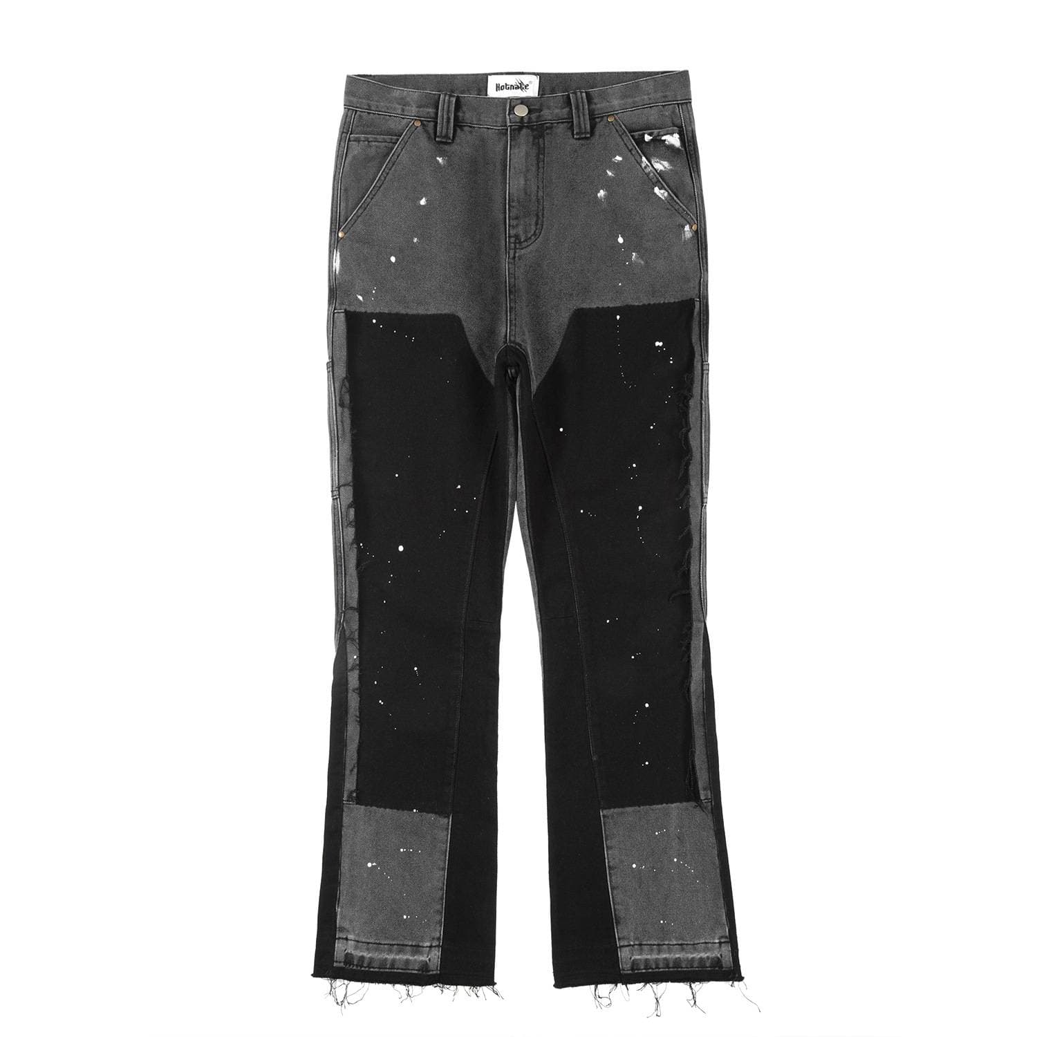 Men's Denim Pants High Street Jeans – Washed Wide-Leg Pants With Color Blocking (Retro & Statement)