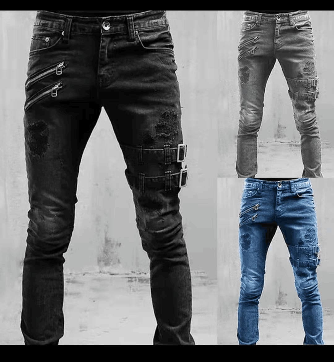 Men's Motorcycle Stretch Skinny Jeans