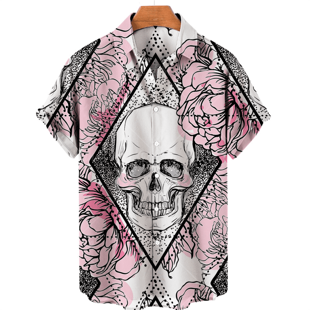 Men's Shirt Fashion Digital Print Short Sleeve Lapel Cardigan Top