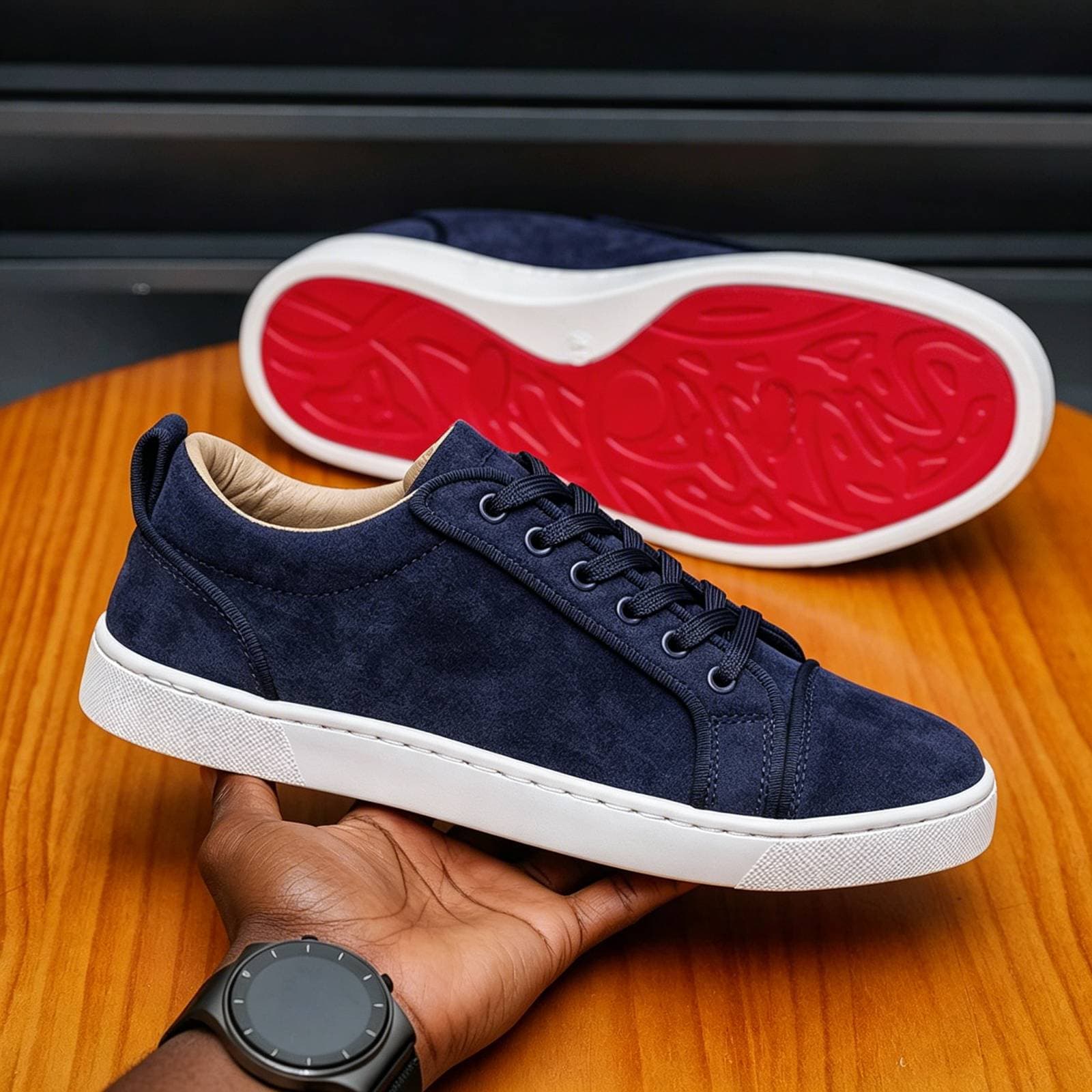 Chaussures décontractées pour hommes CL de haute qualité, baskets de luxe à semelle rouge, chaussures de skate classiques en daim noir, chaussure