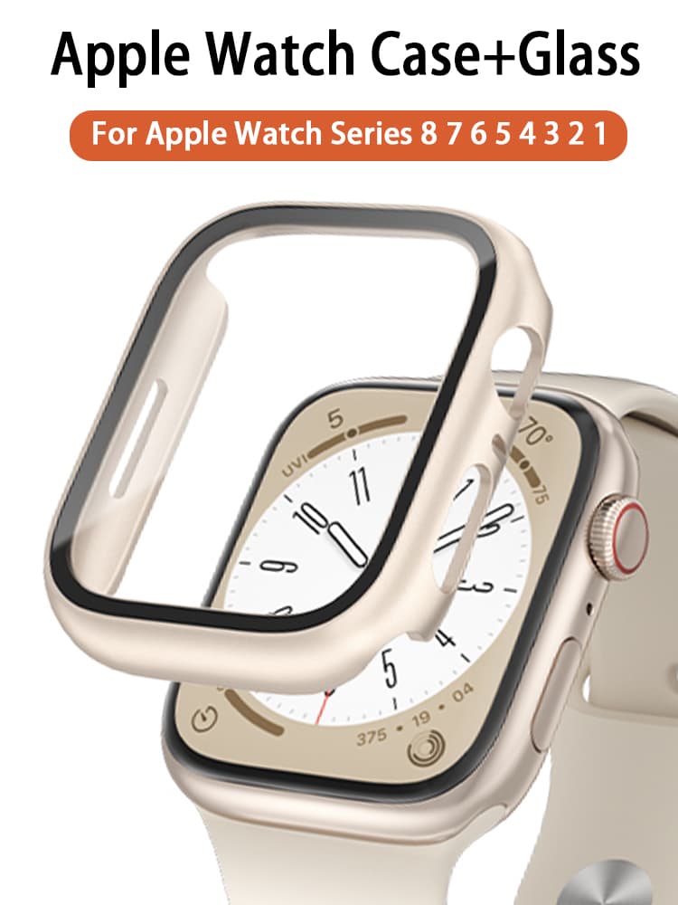 Glass+Cover For Apple Watch case 8 7 6 SE 5 3 iWatch Accessorie Screen Protector Apple watch serie 45mm 41mm 44mm 40mm 42mm 38mm