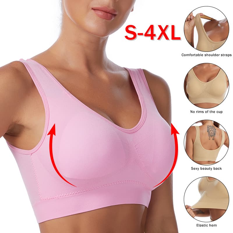 Women's sports bra without rims push up vest style beautiful back underwear large size with inserts running fitness yoga bra