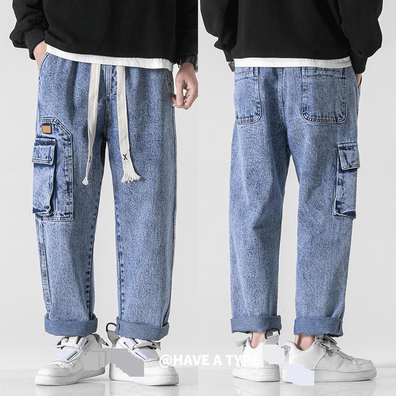 Men's Clothing spring Korean version youth casual straight pants drawstring elastic trousers men