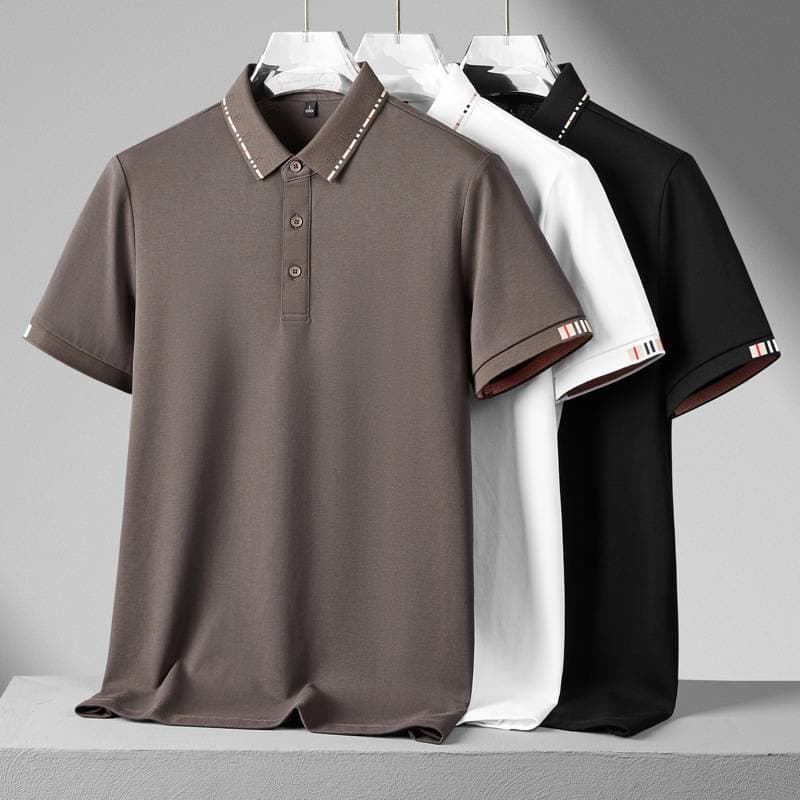 Men's Clothing 25 New Summer Business High-end Casual Jacquard Lapel Polo Shirt