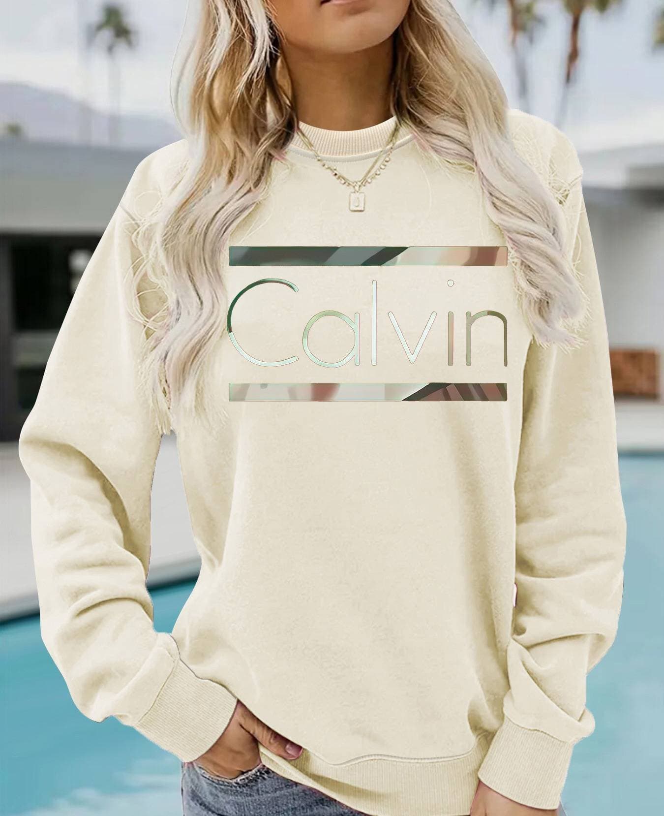 Sweat-shirt imprimé confortable à col rond pour femme – Pull décontracté surdimensionné (blanc/noir/rouge, S–XXL)