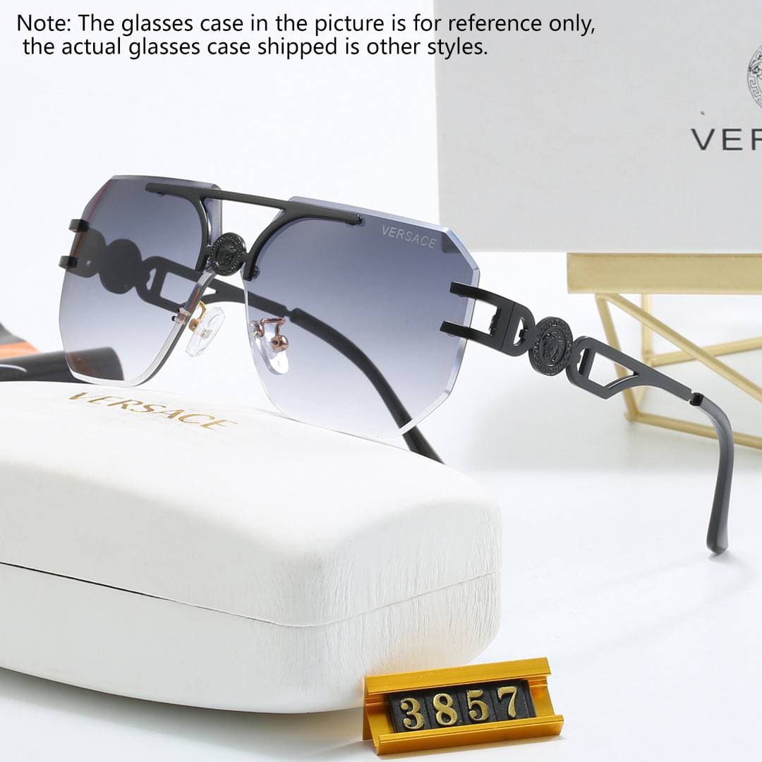 Lunettes de soleil de luxe Versace pour femmes et hommes, monture en métal, protection UV400, verres polarisés.
