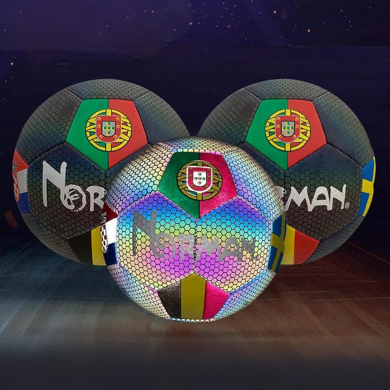 Professional Stitched Soccer Balls Set - Size 5 Reflective & Glow-In-The-Dark For School Training + Size 4 Match Football