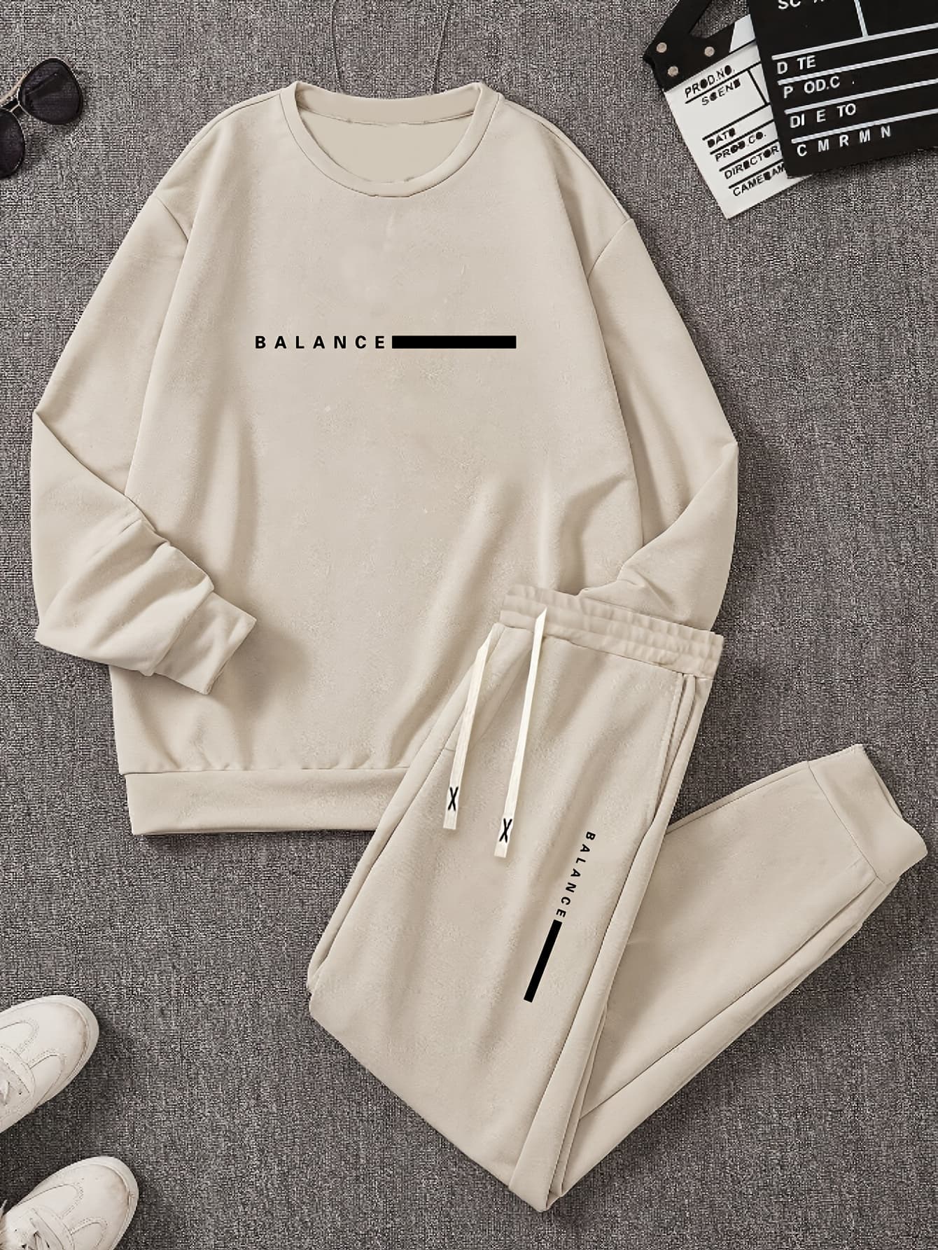 Hooded Zip-Up Jacket Set With NY Letter Prints On The Front And Back, Featuring A Hooded Cardigan Paired With Drawstring Fleece Pants In Matching Colo