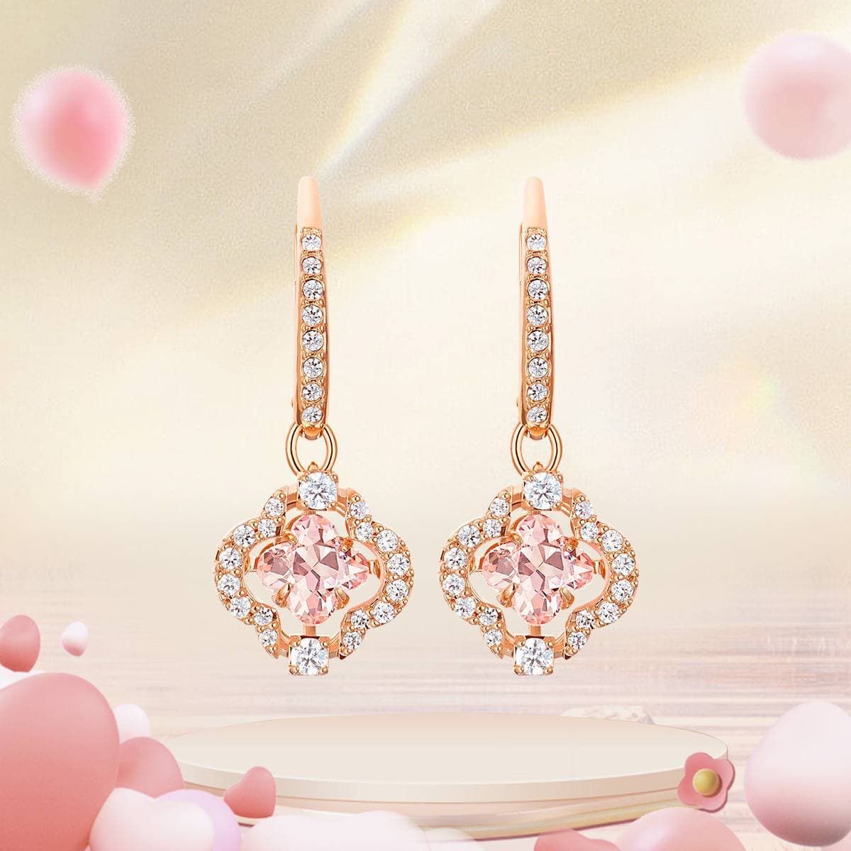 Swarovski's Beating Heart SPARKLING DANCE Four-leaf Clover Earrings Gift
