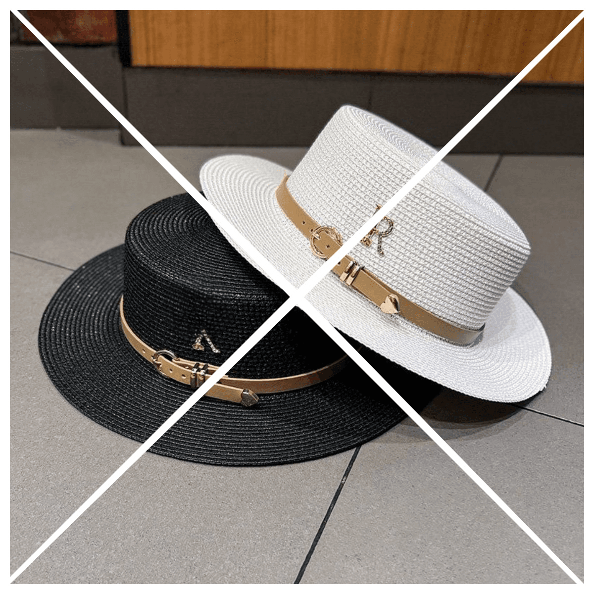 High-grade sense light luxury rhinestone standard straw hat women's hat straw braided hat French belt vintage top hat