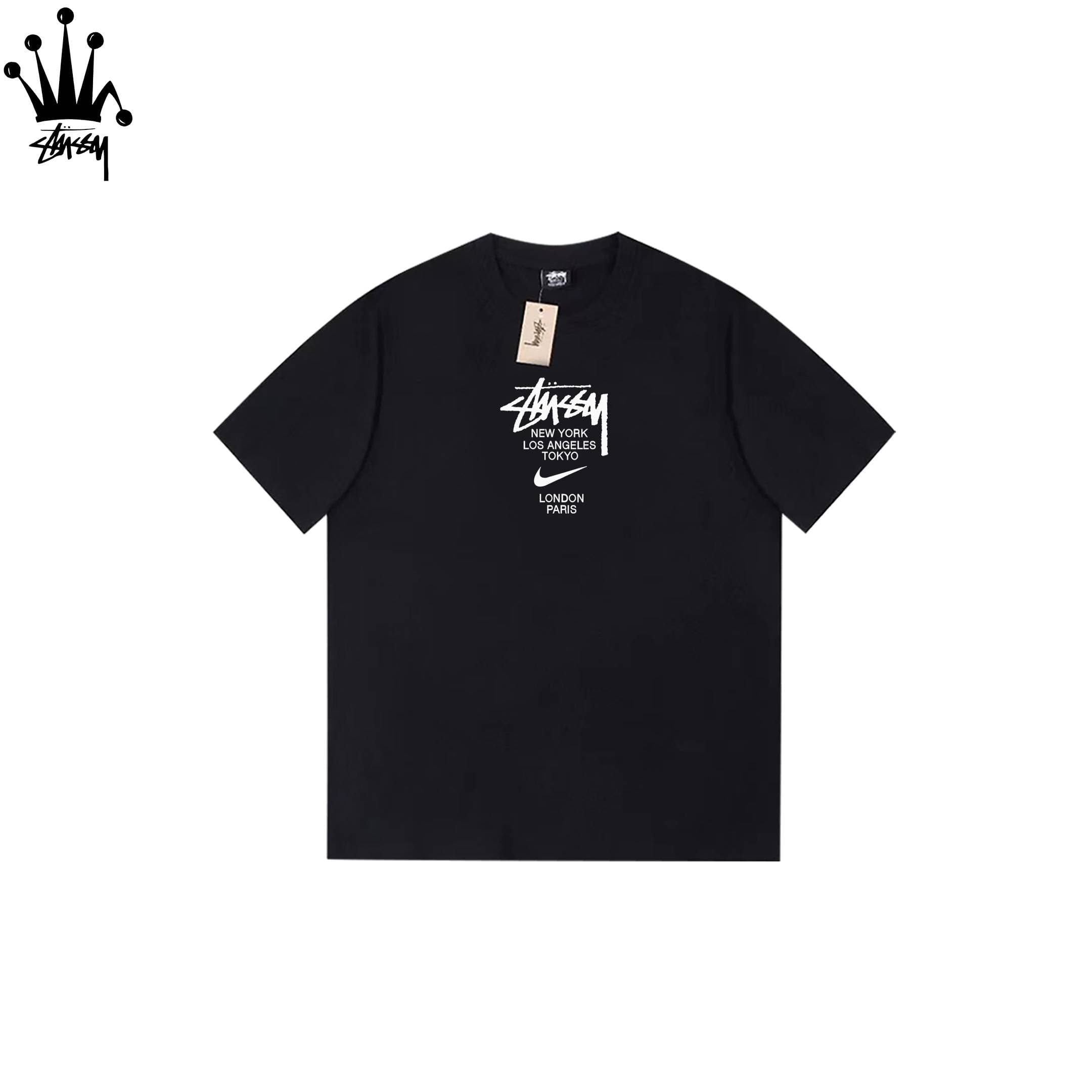 Stussy&Nike Collaboration Cylindrical Short Sleeved T-shirt Made Of Pure Cotton Fabric For Both Men And Women