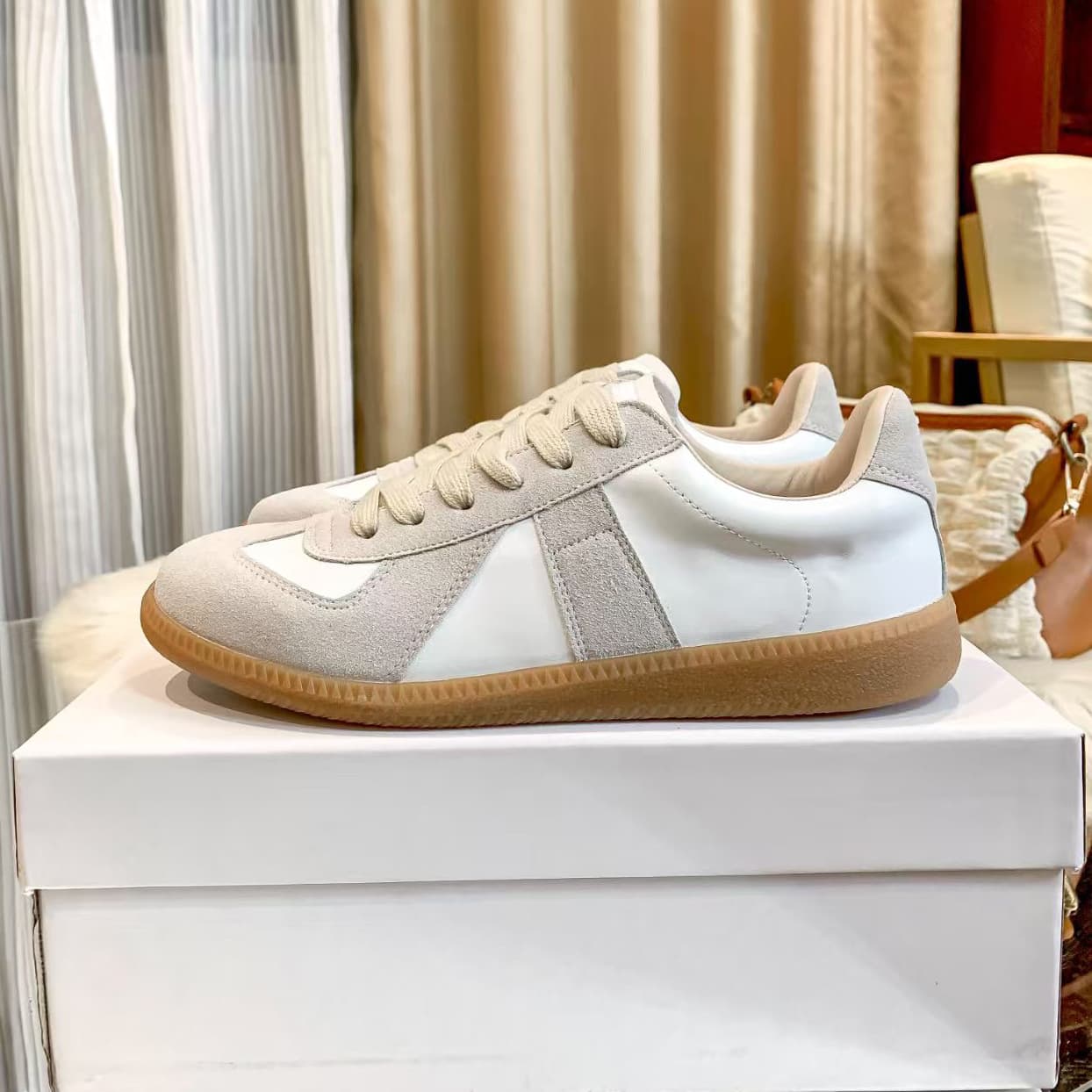 Women's Casual Shoes Sheepskin High Version German Training Versatile Lace Up Men's And Women's Casual Comfortable Flat Bottom White Forrest