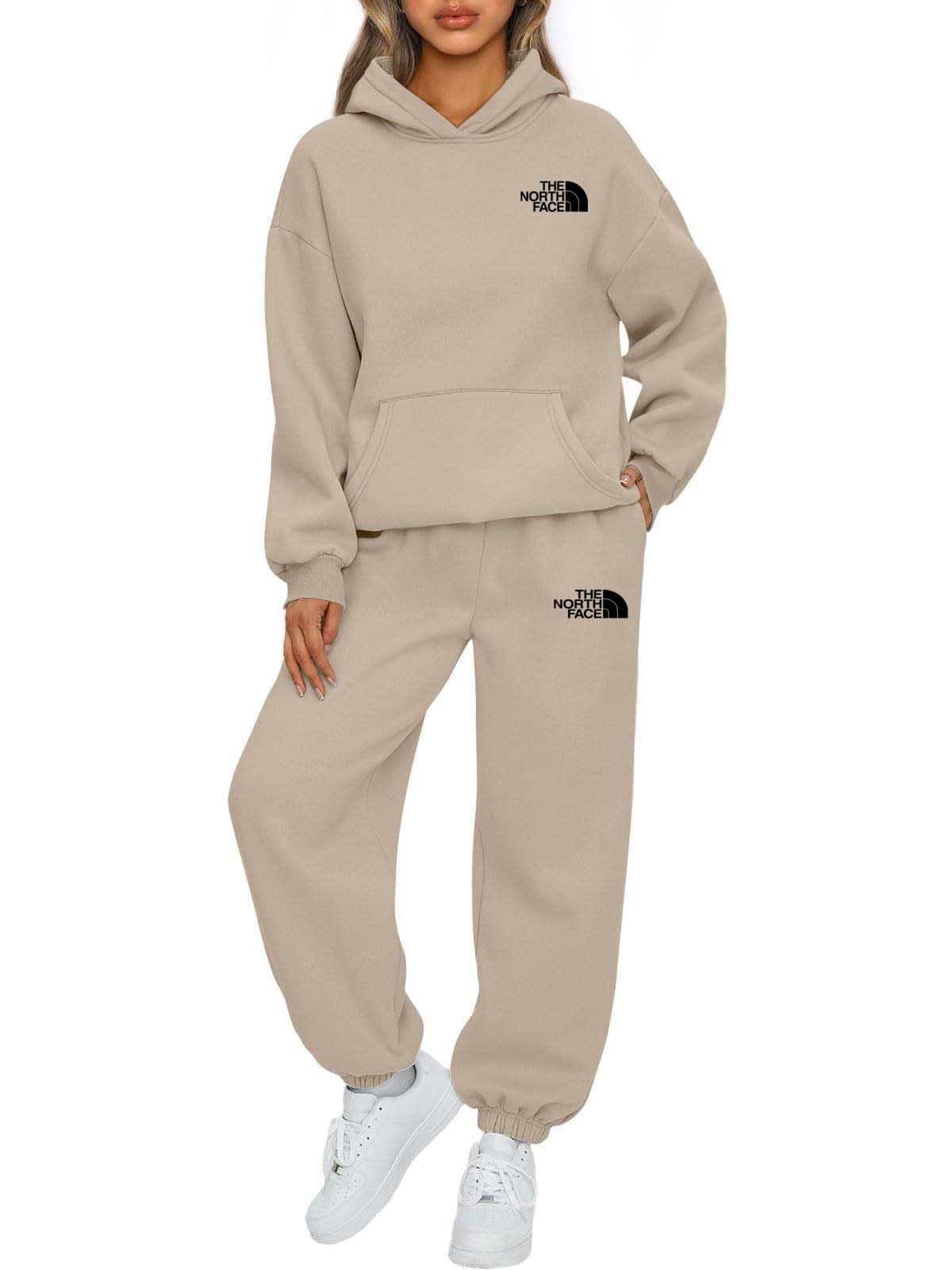 Ensemble deux pièces THE NORTH FACE pour femme : sweat-shirt à capuche ample, pantalon de jogging à manches longues, tenue de sport quotidienne