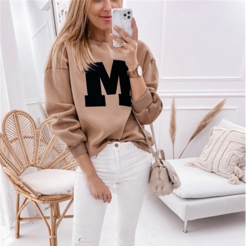 Women's Fashion Trendy Long-sleeved Letter Round Neck Sweatshirt
