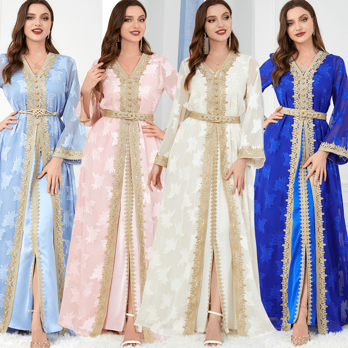 Women's Clothing V Neck Long Sleeved Two Piece Dress