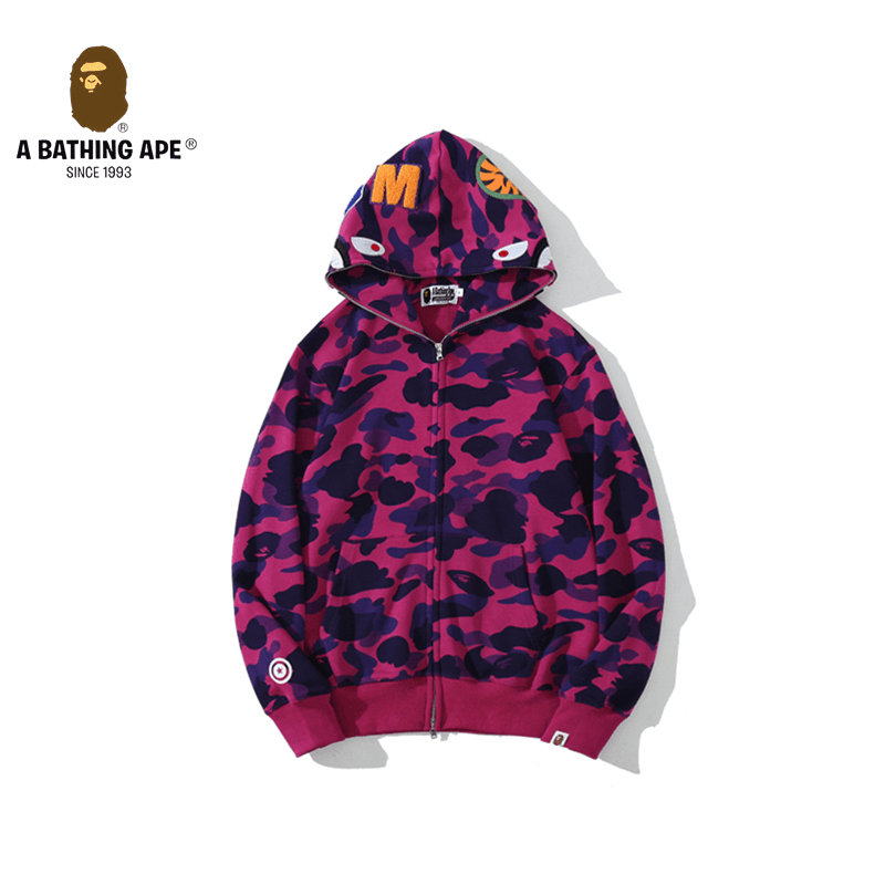 A BATHING APE ABC CAMO High Quality Pure Cotton Version SHARK FULL ZIP HOODIE MENS AND WOMEN