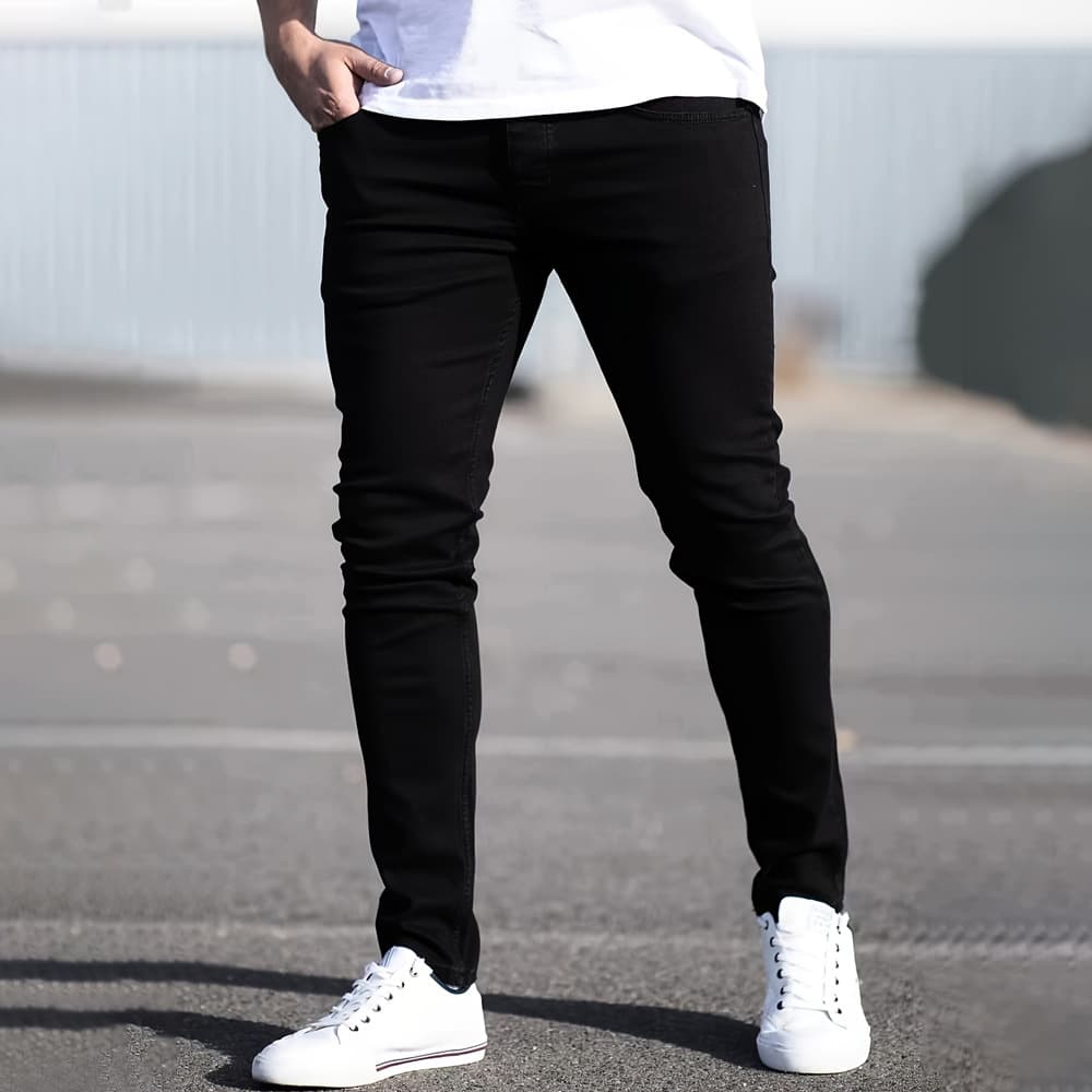Suitable For All Seasons Slim Fit Men's Jeans With Elastic Waist New Style Skinny Pants