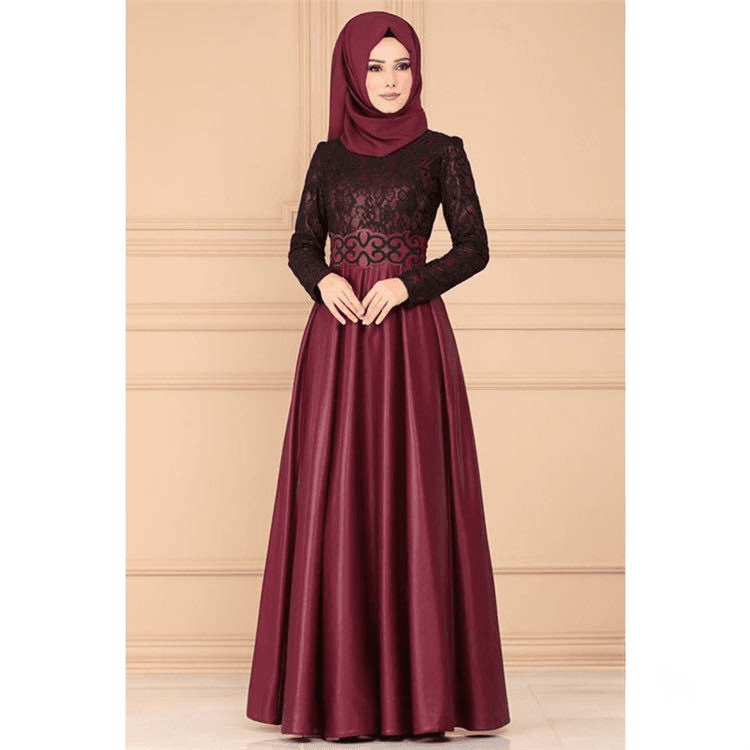 Women's Clothing Splicing Large Swing Skirt Ethnic Style Long Skirt Lace Retro Dress 1025