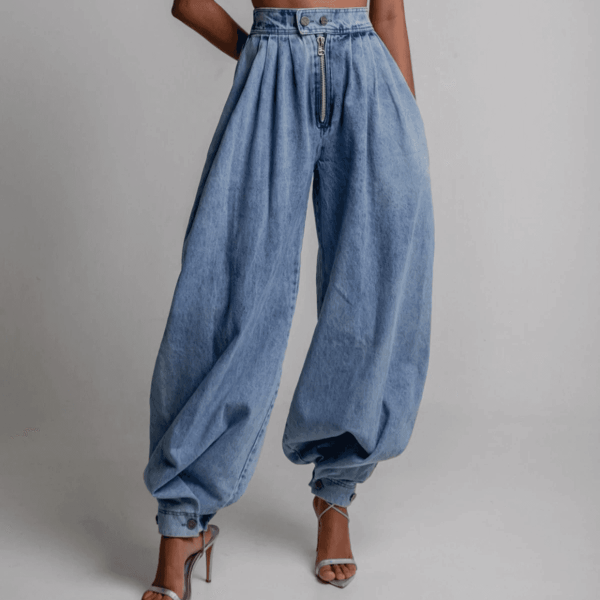Women's Clothing New Spring And Summer High Waist Zipper Loose Jeans Women's Retro Balloon Pants