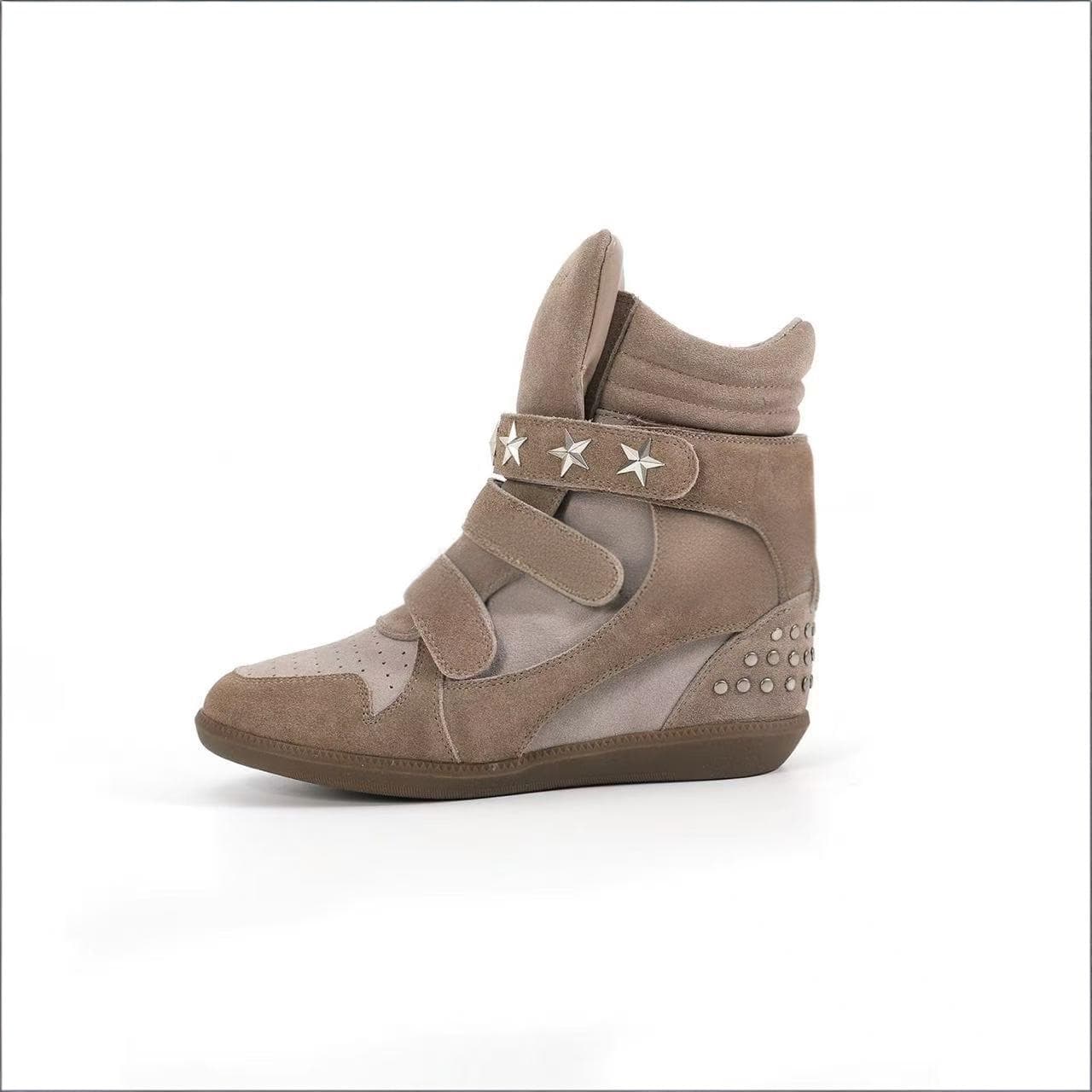 Bottines plates montantes à blocs de couleur pour femmes, avec talon compensé dissimulé et fermeture velcro, chaussures décontractées multicolor