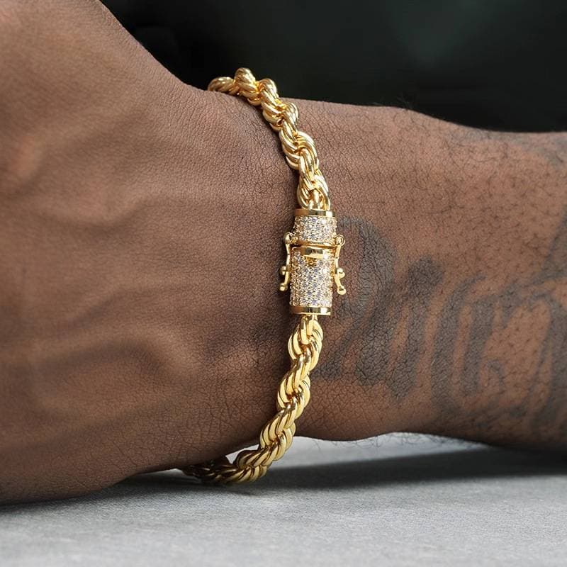 Men's Braided Chain Bracelet – 6MM Rope Necklace With Lobster Clasp (Hip-Hop Streetwear Jewelry)