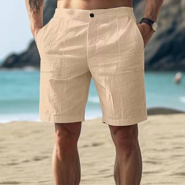 Men's Clothing Beach Shorts Solid Color Cotton And Linen Casual Shorts Manufacturers