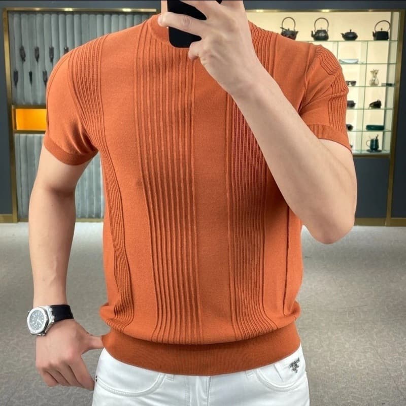 Men's Clothing Summer Cool Breathable Slim Fit Round Neck Short Sleeve T-Shirt - Moisture Wicking Quick Dry - Solid Color Casual Tee For Everyday Wear